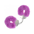 Heavy-duty fluffy handcuffs in vibrant purple with soft fur for playful intimate moments.