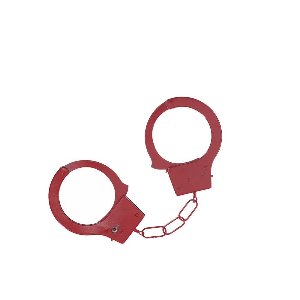 OUCH! Classic Metal Cuffs -  -  Restraints in red, perfect for intimate moments and bedroom adventures.