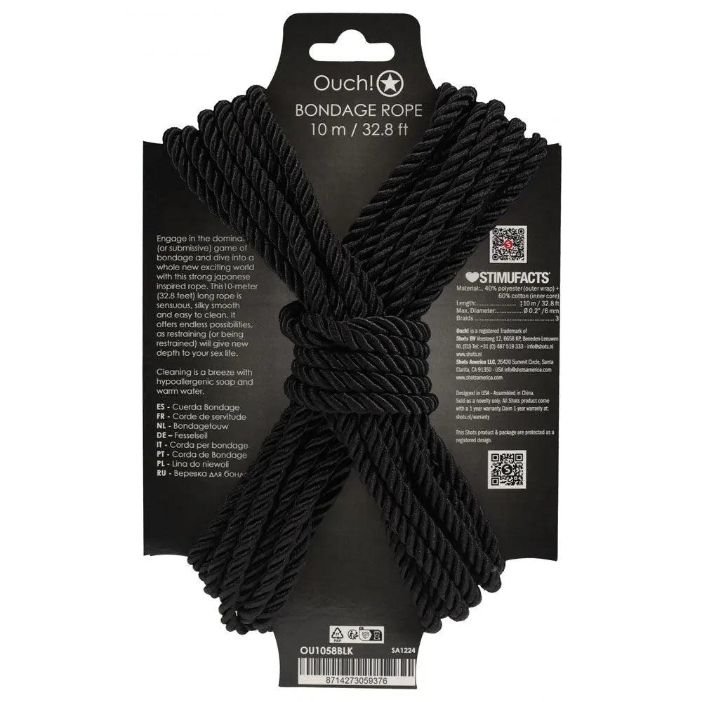 OUCH! Bondage Rope - 10 M -  -  Nylon Bondage Rope - 10 metre Length Shots Toys Discreet Intimate Essentials.