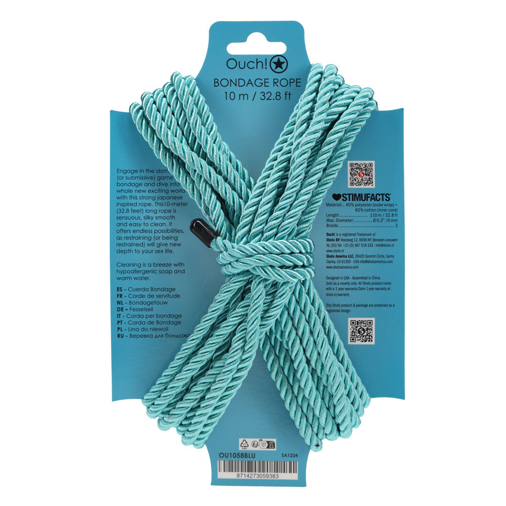 OUCH! Bondage Rope - 10 M -  -  Nylon Bondage Rope - 10 metre Length displayed with packaging.