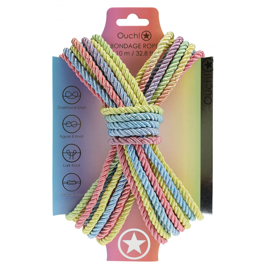 OUCH! Bondage Rope - 10 M - Multicolour 1 - Multicoloured Nylon Bondage Rope - 10 metre Length.