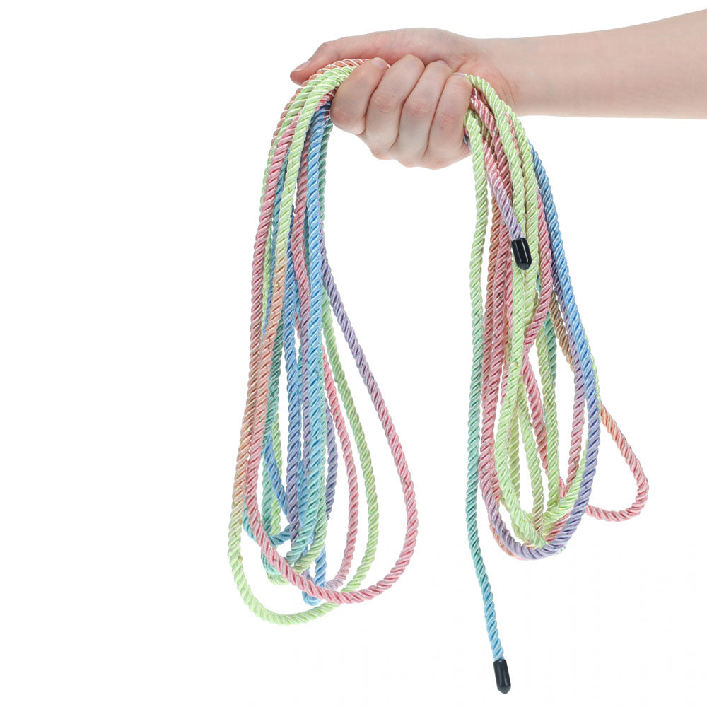 OUCH! Bondage Rope - 10 M - Multicolour 1 - Multicoloured Nylon Bondage Rope - 10 metre Length in hand.