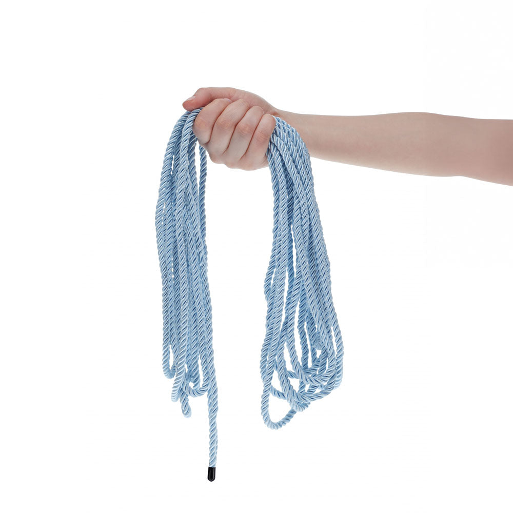 OUCH! Bondage Rope - 10 M - Powder  - Powder  Nylon Bondage Rope - 10 metre Length held in hand.