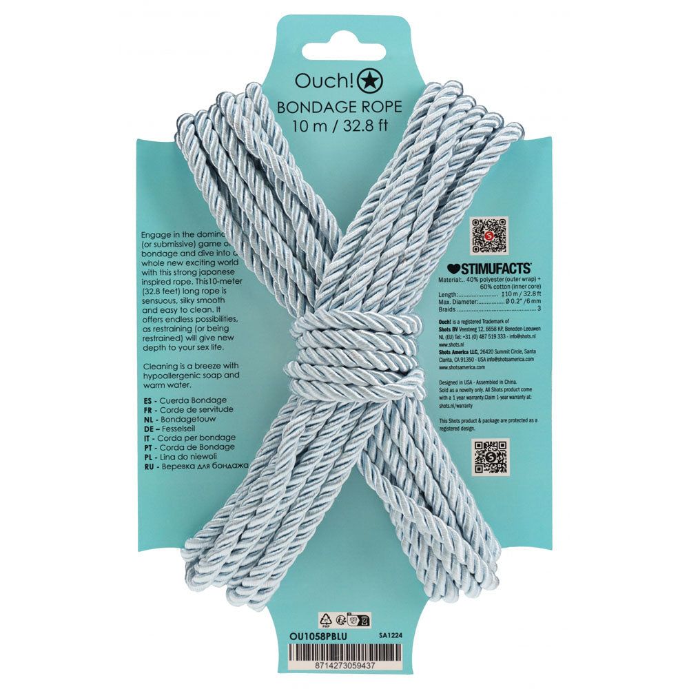 OUCH! Bondage Rope - 10 M - Powder  - Powder  Nylon Bondage Rope - 10 metre Length for intimate essentials.