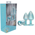 OUCH! Paris Collection - Metal Anal Plug Set -  - Metallic  Butt Plugs with Gem Bases - Set of 3 Sizes featuring iridescent design.
