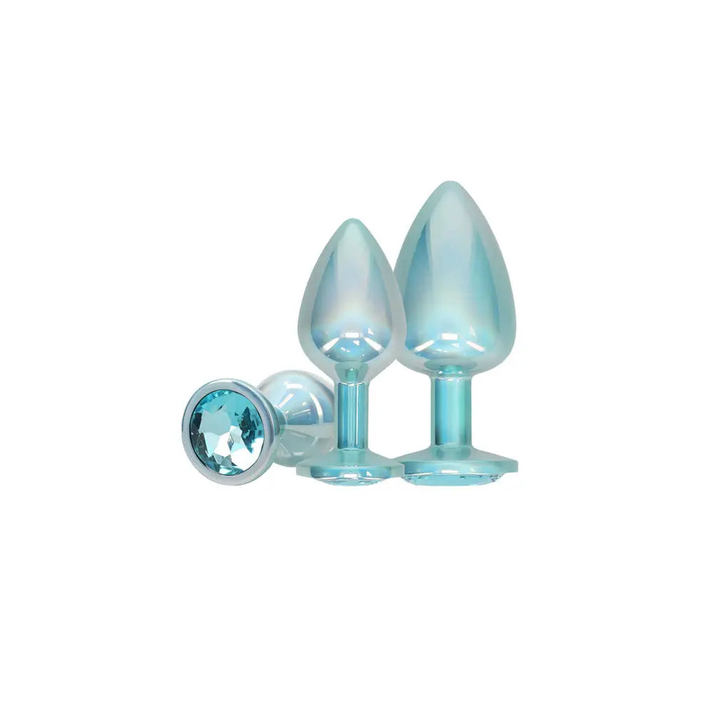 OUCH! Paris Collection - Metal Anal Plug Set -  - Metallic  Butt Plugs with Gem Bases - Set of 3 Sizes Shots Toys Discreet Intimate Essentials.