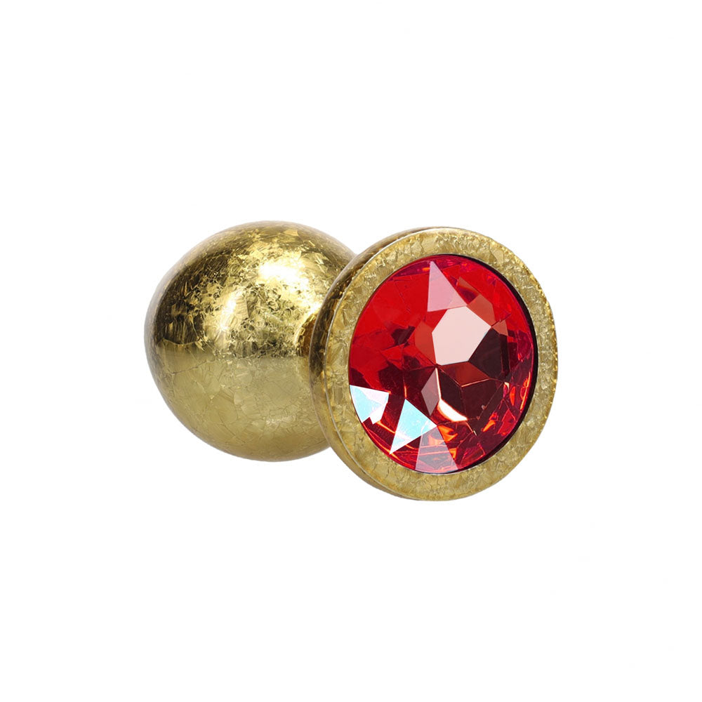 OUCH! Milan Collection - Metal Anal Plug Set - Gold - Gold Butt Plugs with Gem Bases - Set of 3 Sizes - Red Gem Detail