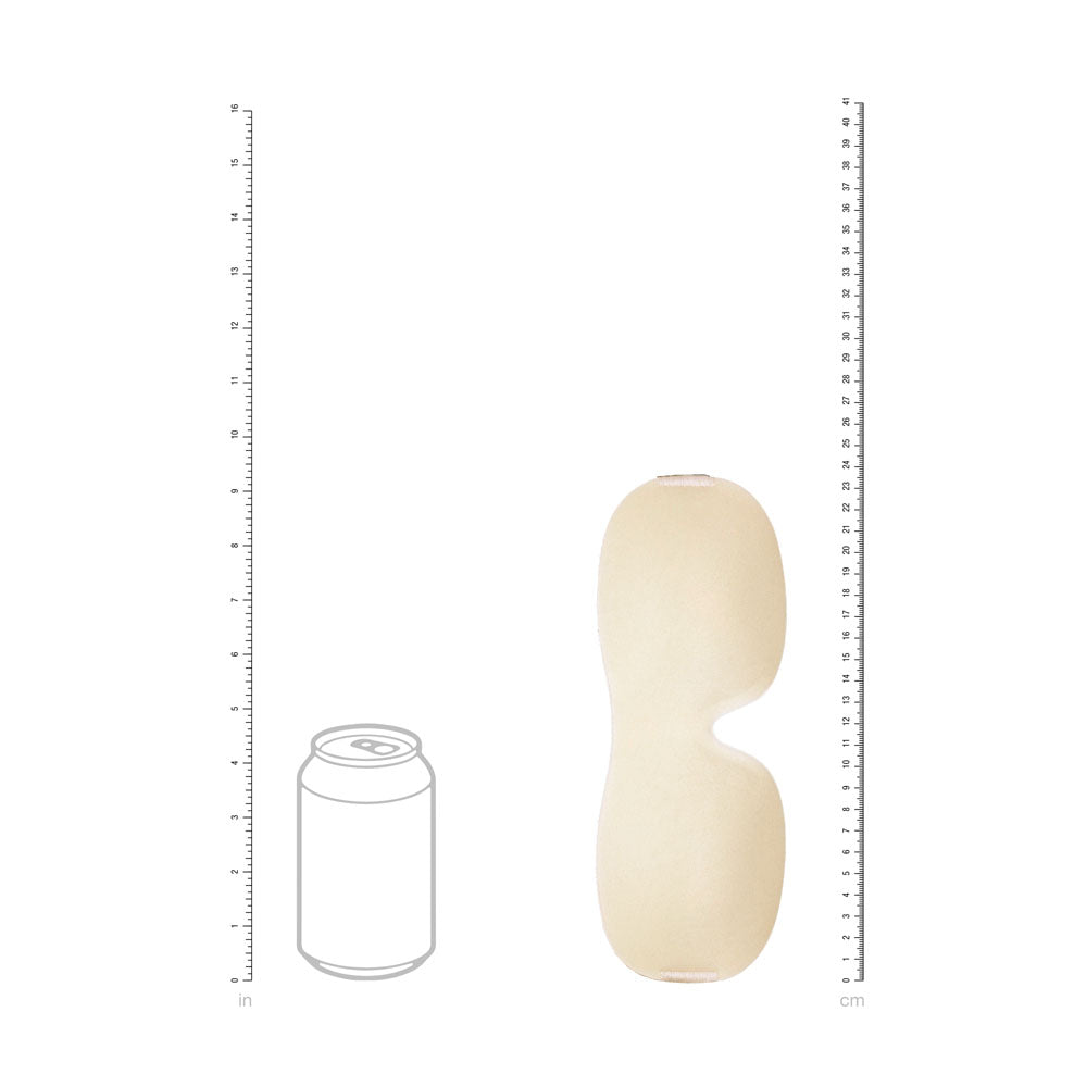 OUCH! 3D Mask - Gold - Gold Eye Mask alongside a can for size comparison.