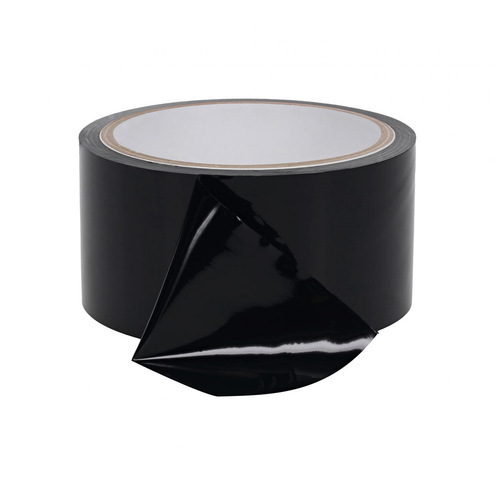 OUCH! PVC Non-Stick Tape -  -  Bondage Tape - 20 metre Length, black roll of tape with a glossy surface.