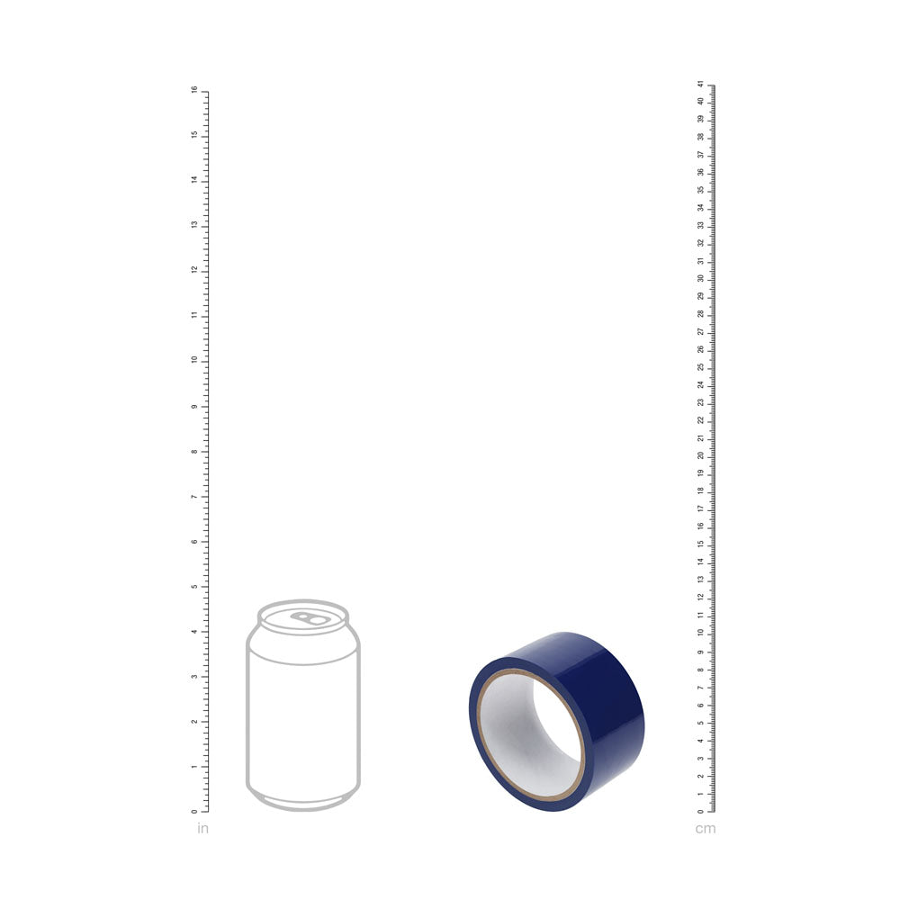 OUCH! PVC Non-Stick Tape - Navy - Navy Blue Bondage Tape - 20 metre Length next to a soda can for scale.