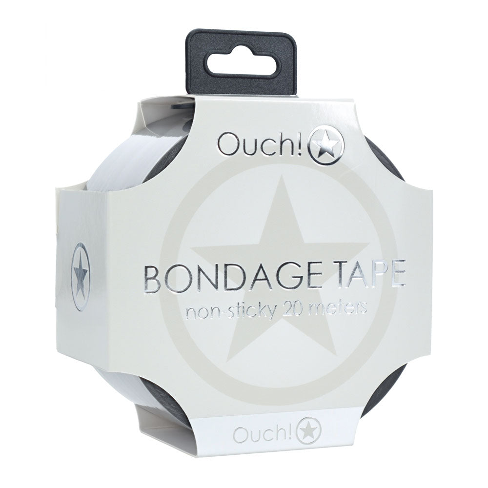 OUCH! PVC Non-Stick Tape - Silver - Silver Bondage Tape - 20 metre Length packaging image.
