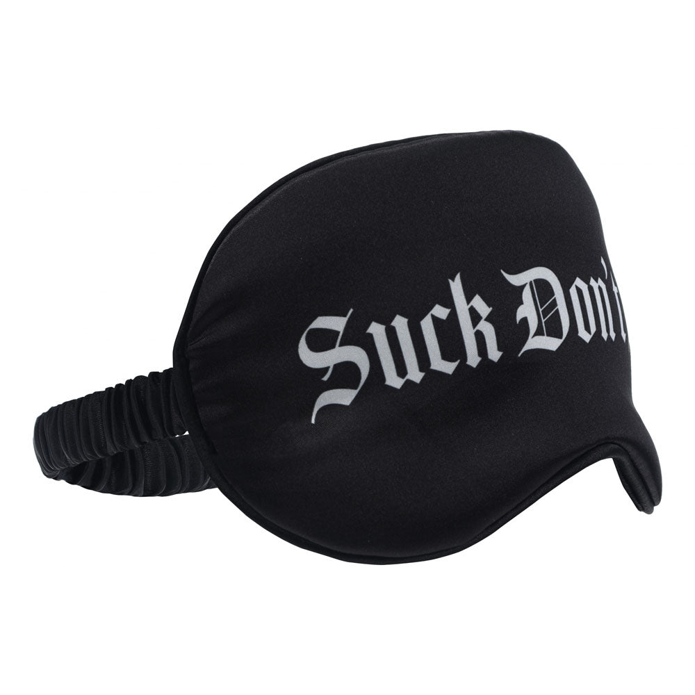 OUCH! Satin Mask - Suck Don't Bite -  Printed Eye Mask enhancing intimate play with luxurious comfort.