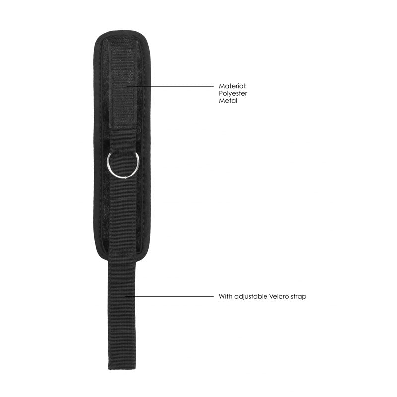 OUCH! Velvet & Velcro Adjustable Handcuffs -  Restraints with adjustable Velcro strap and metal ring for intimate essentials.