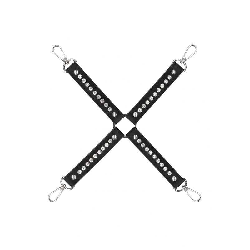OUCH! Diamond Studded Hogtie -  Restraint with faux leather straps and diamond studs for BDSM play.