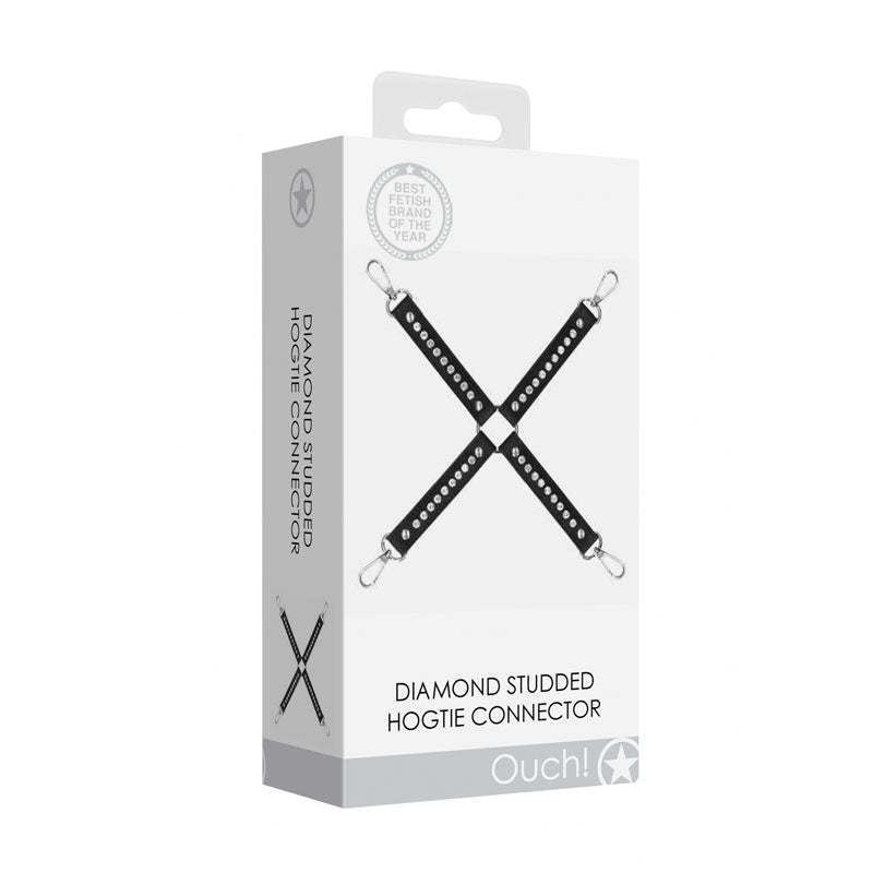 OUCH! Diamond Studded Hogtie - Restraint packaging featuring a diamond-studded design and straps for BDSM play.