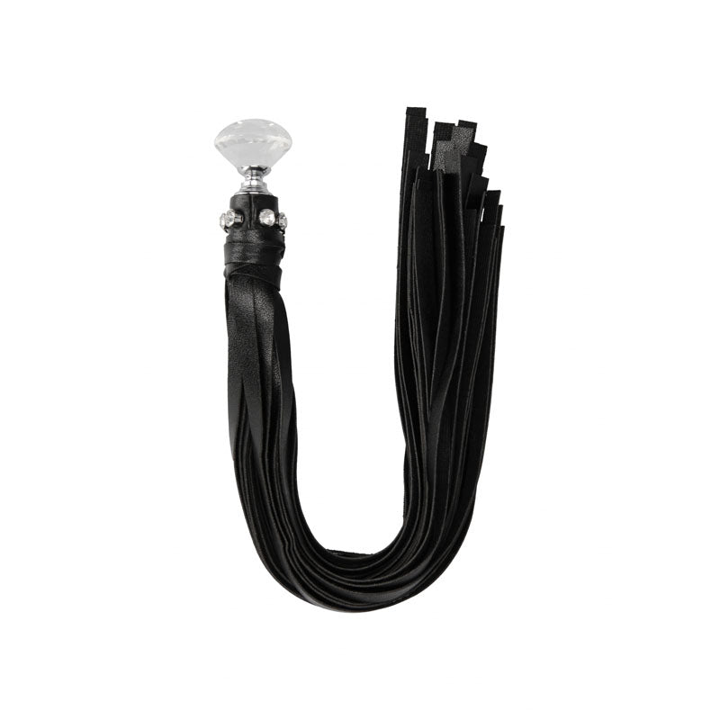 OUCH! Diamond Studded Whip - Whip with faux leather straps and diamond accents for BDSM play.