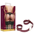 OUCH! Halo - Handcuff With Connector - Burgundy Restraint packaging and product display, luxurious and fashionable design.