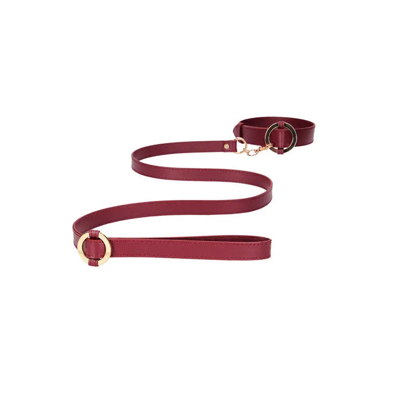 OUCH! Halo - Collar With Leash - Burgundy Restraint Shots Toys Discreet Intimate Essentials.