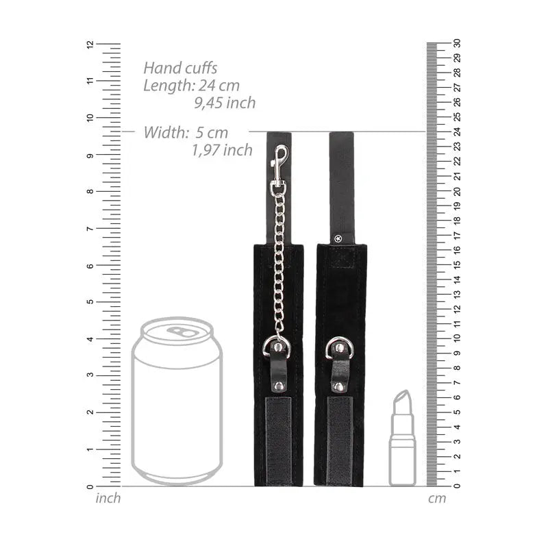 OUCH! BW Velcro Collar With Leash And Hand Cuffs -  Restraints Shots Toys Discreet Intimate Essentials.