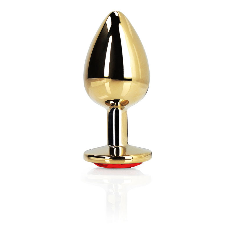 OUCH! Heart Gem Gold Butt Plug - Large - Gold 9.3 cm Large Butt Plug with Heart Gem Base.