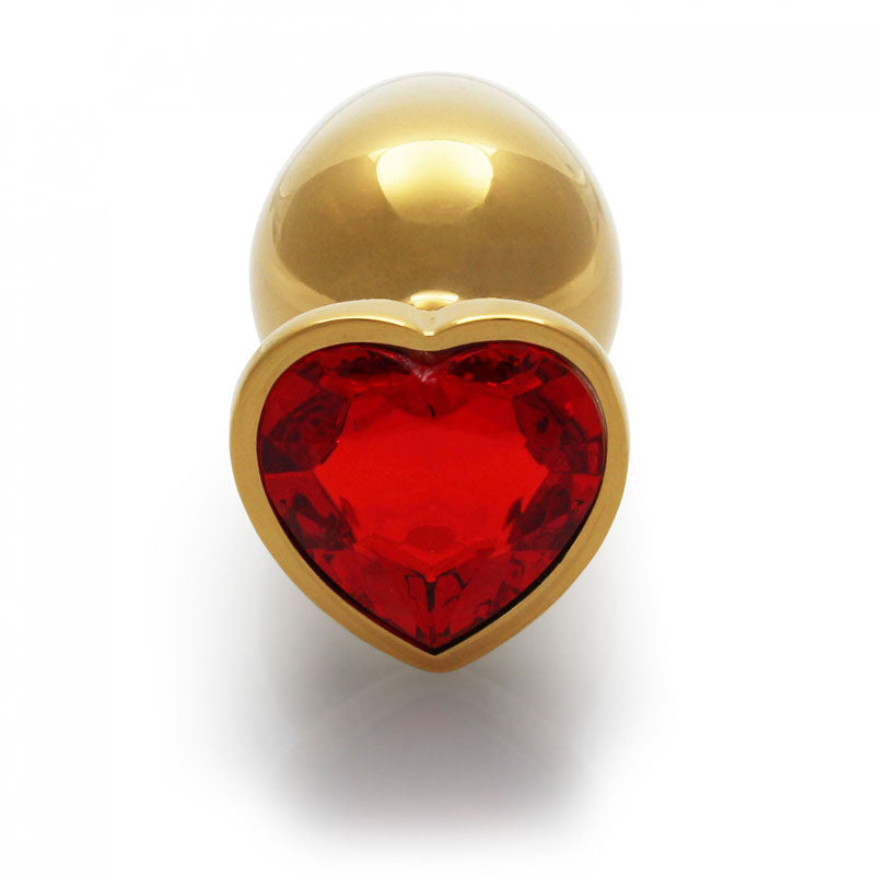 OUCH! Heart Gem Gold Butt Plug - Large - Gold 9.3 cm Large Butt Plug with Heart Gem Base, sleek design for intimate play.