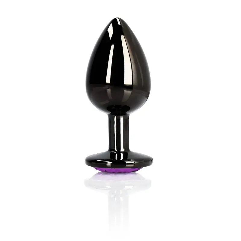OUCH! Heart Gem Gunmetal Butt Plug - Large - Gunmetal 9.3 cm Large Butt Plug with Heart Gem Base Shots Toys Discreet Intimate Essentials.