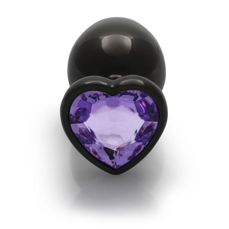 OUCH! Heart Gem Gunmetal Butt Plug - Large - Gunmetal 9.3 cm Large Butt Plug with Heart Gem Base.
