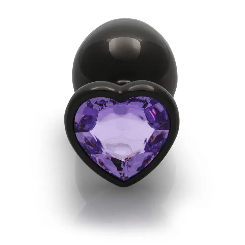 OUCH! Heart Gem Gunmetal Butt Plug - Large - Gunmetal 9.3 cm Large Butt Plug with Heart Gem Base Shots Toys Discreet Intimate Essentials.