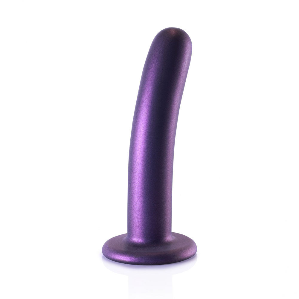 OUCH! Smooth Silicone G-Spot Dildo - 6'' / 14.5 cm - Metallic  14.5 cm Dildo in purple with strong suction base.