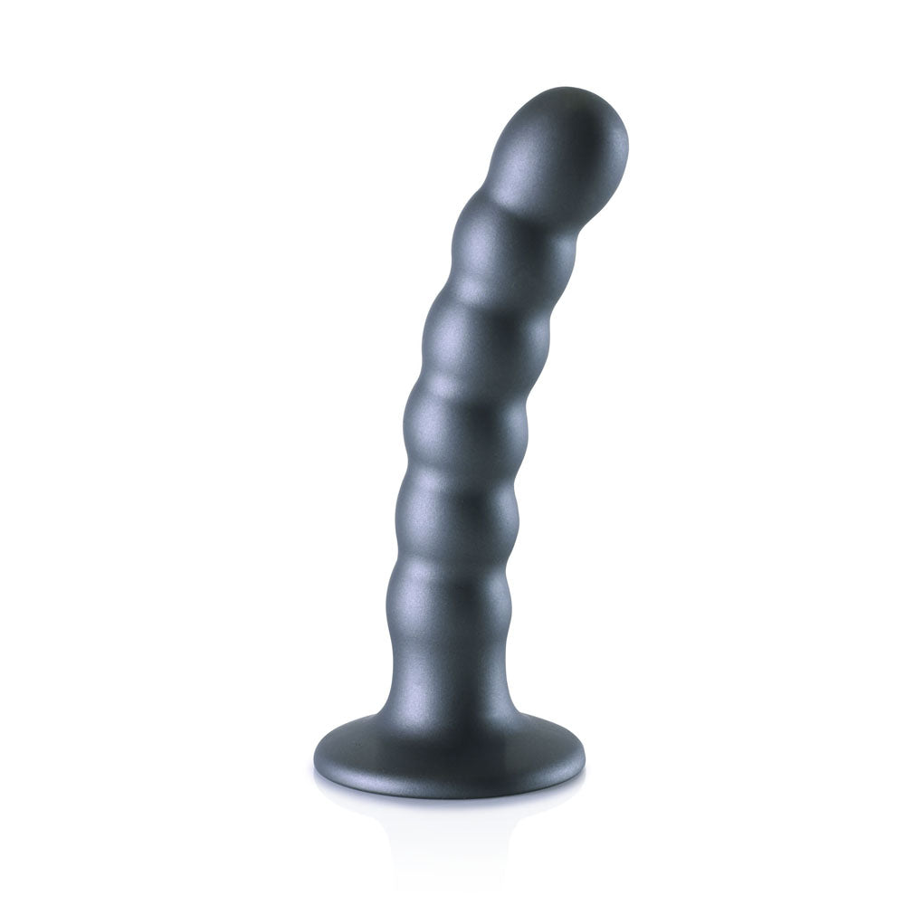 OUCH! Beaded Silicone G-Spot Dildo - 5'' / 13cm - Gunmetal 13 cm Dildo, designed for pleasure with a strong suction cup.