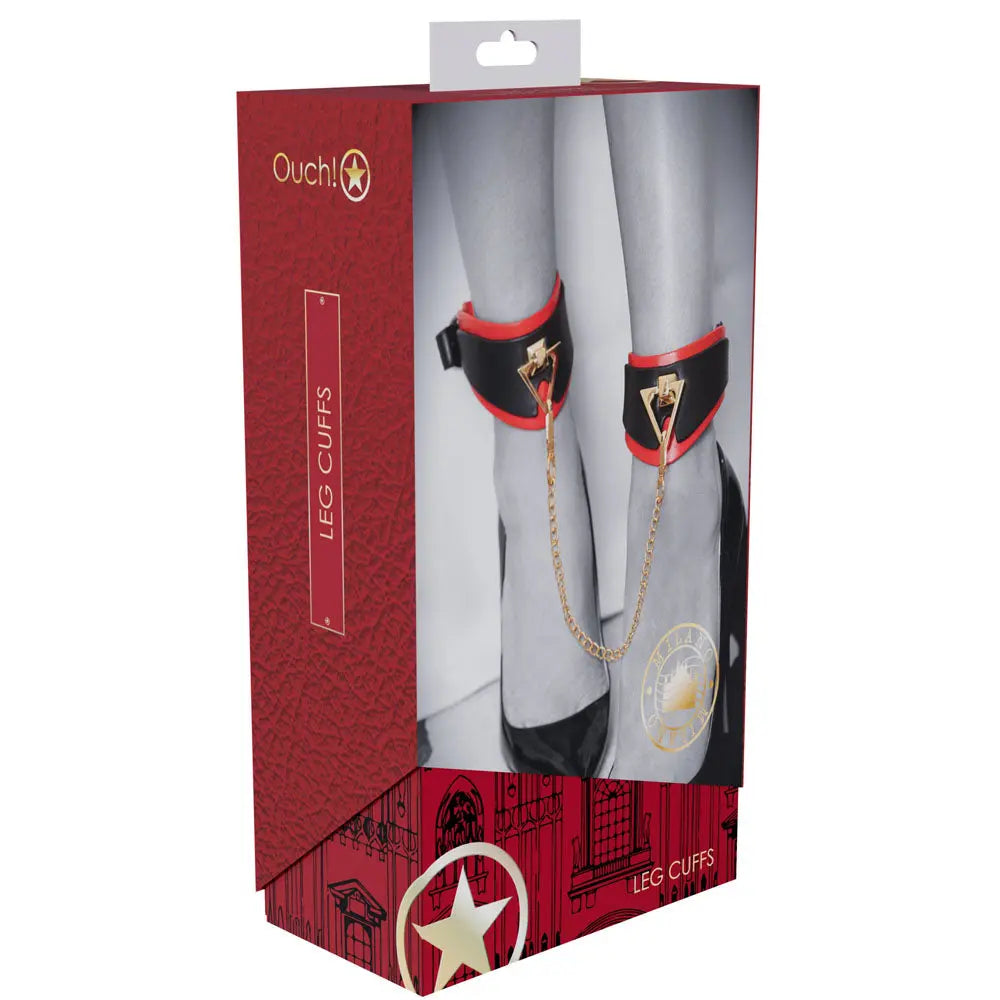OUCH! Milan Collection - Leg Cuffs - /Red Restraints Shots Toys Discreet Intimate Essentials.