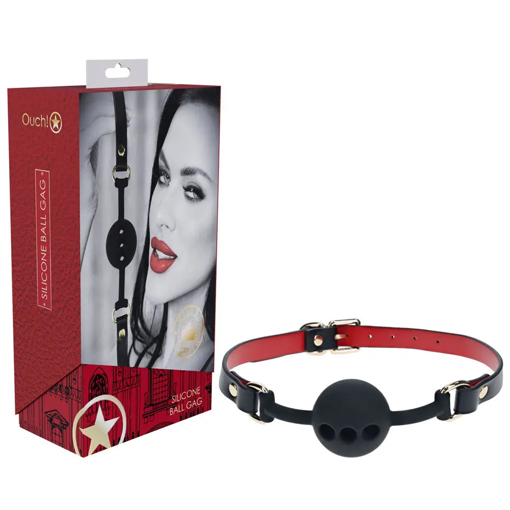 OUCH! Milan Collection - Silicone Ball Gag - /Red Breathable Mouth Restraint Shots Toys Discreet Intimate Essentials.