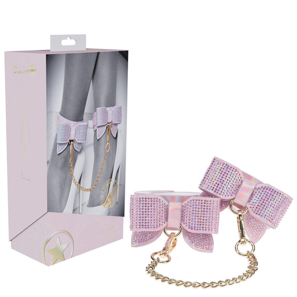 OUCH! Paris Collection - Leg Cuffs -  Restraints in pink with bows, perfect for intimate essentials for her.