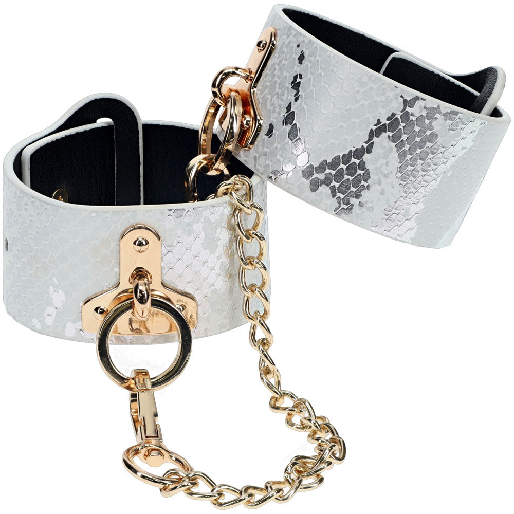 OUCH! Florence Collection - Handcuffs -  Restraints in white and silver with chain, perfect for intimate essentials for her.