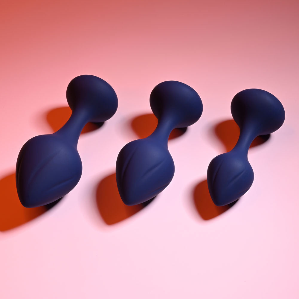 Playboy Pleasure TAIL TRAINER -  Butt Plugs - Set of 3 Sizes showcasing velvet-smooth silicone design for anal exploration.
