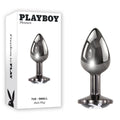 Playboy Pleasure TUX - Small - Metal 7.4 cm Small Butt Plug packaging and product view, ideal for intimate essentials for her.