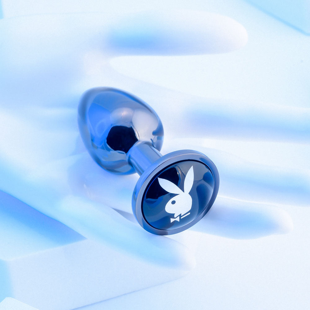 Playboy Pleasure TUX - Small - Metal 7.4 cm Small Butt Plug on a stylish background, perfect for intimate essentials for her.