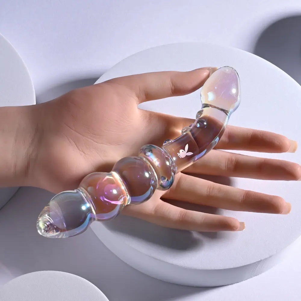 Playboy Pleasure JEWELS DOUBLE -  Glass 17.1 cm Double Ended Dildo Playboy Pleasure Discreet Intimate Essentials.