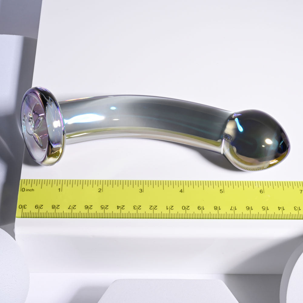 Playboy Pleasure JEWELS KING -  Glass 16.3 cm Dildo showcasing smooth design and measurement for intimate essentials.