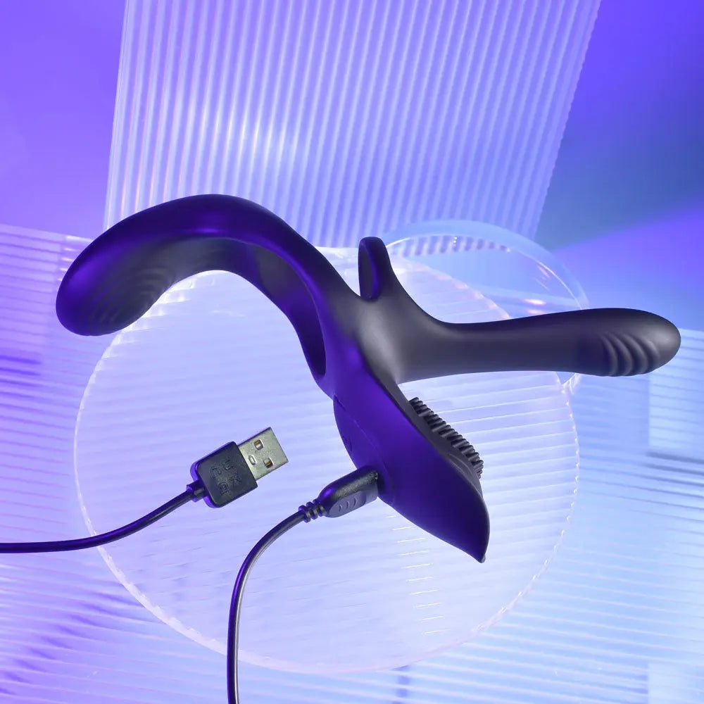 Playboy Pleasure The 3 Way -  USB Rechargeable Vibrating Cock Ring with Wireless Remote Playboy Pleasure Discreet Intimate Essentials.