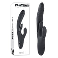 Playboy Pleasure Rapid Rabbit USB rechargeable rabbit vibrator in sleek black silicone packaging.