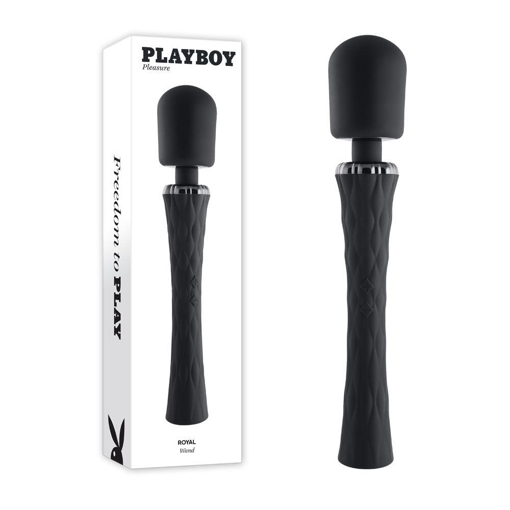 Playboy Pleasure ROYAL - 29.2 cm USB Rechargeable Massage Wand in packaging, perfect for intimate essentials for her.