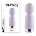 Playboy Pleasure ROYAL MINI - Lilac 12.5 cm USB Rechargeable Mini Wand Vibrator on display with packaging.