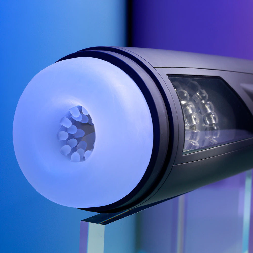 Playboy Pleasure PURSUIT OF PLEASURE - USB Rechargeable Vibrating Stroker with textured inner channel and clear window.