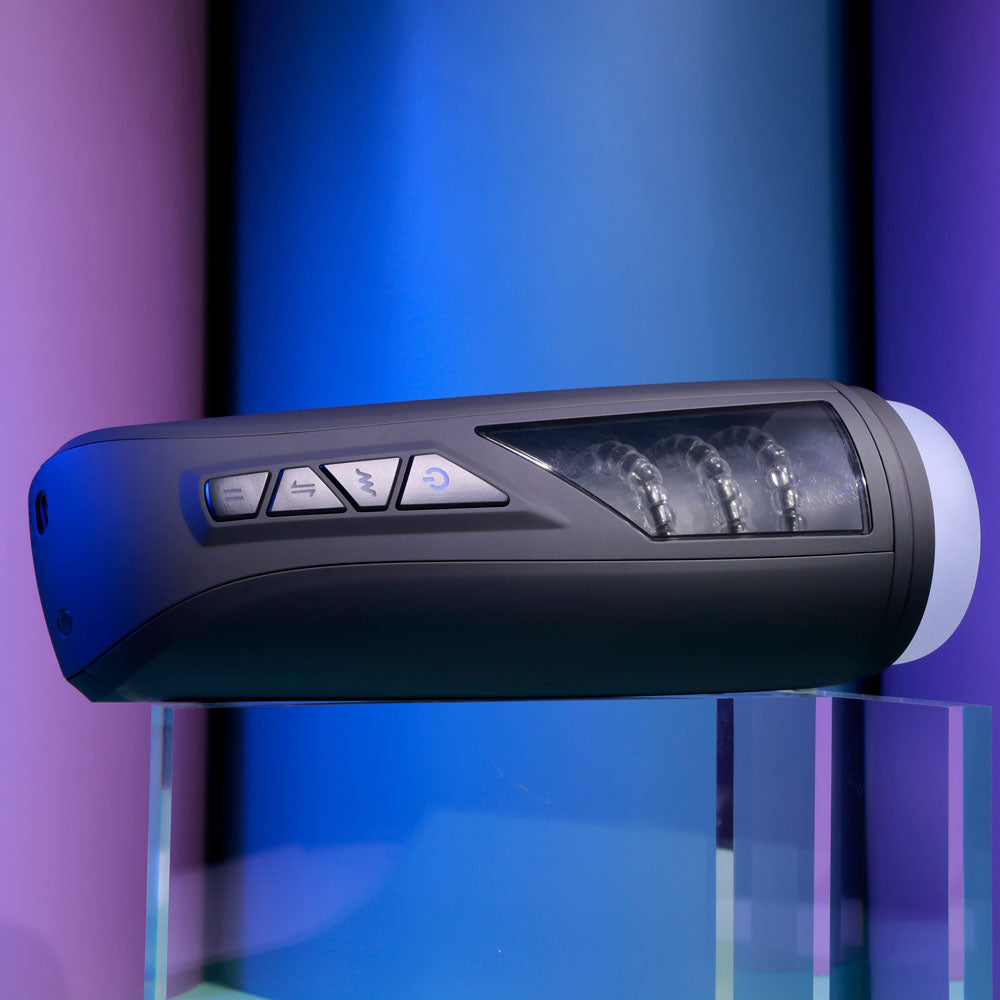 Playboy Pleasure PURSUIT OF PLEASURE - USB Rechargeable Vibrating Stroker with clear window and control buttons