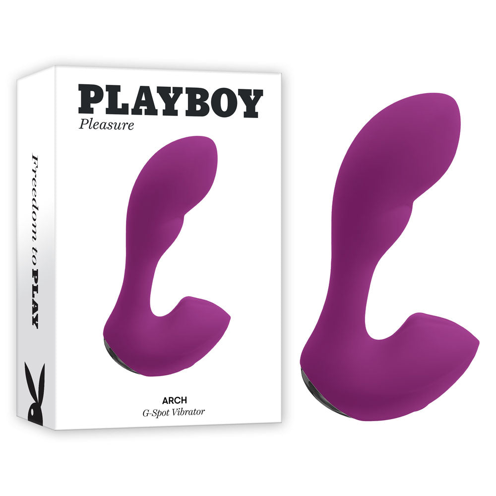 Playboy Pleasure ARCH -  14.1 cm USB Rechargeable G-Spot Vibrator in packaging.
