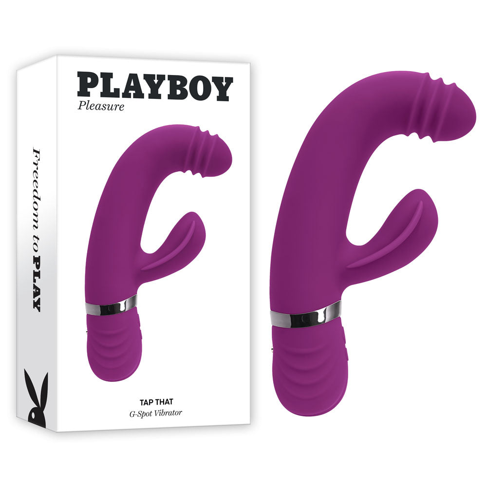 Playboy Pleasure TAP THAT - 16.5 cm USB Rechargeable Rabbit Vibrator with packaging, designed for intense G-Spot stimulation.