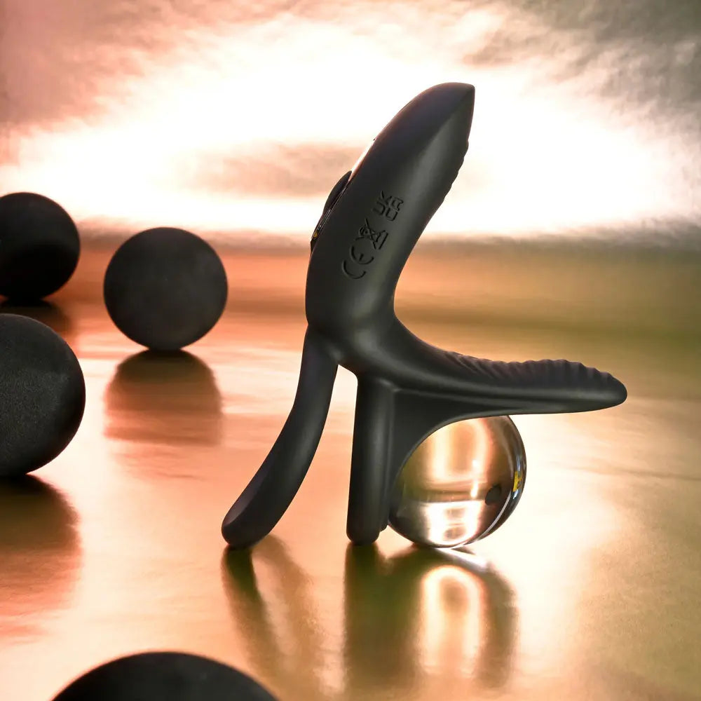 Playboy Pleasure JUST RIGHT -  USB Rechargeable Vibrating Cock & Balls Rings Playboy Pleasure Discreet Intimate Essentials.