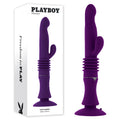 Playboy Pleasure HOPPY ENDING -  29.2 cm USB Rechargeable Thrusting Rabbit Vibrator in purple with flexible design.