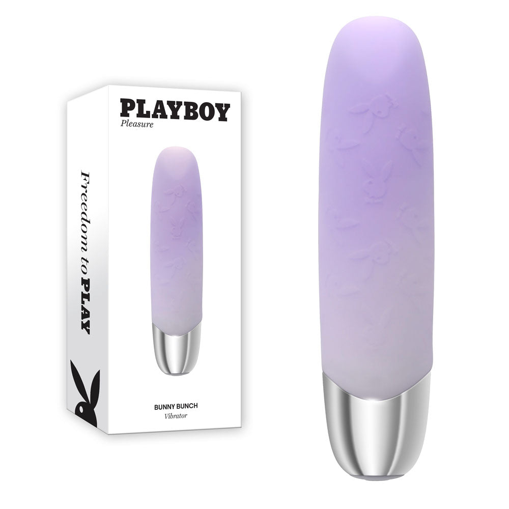 Playboy Pleasure BUNNY BUNCH - Pearl 11.3 cm USB Rechargeable Bullet vibrator with soft silicone finish.